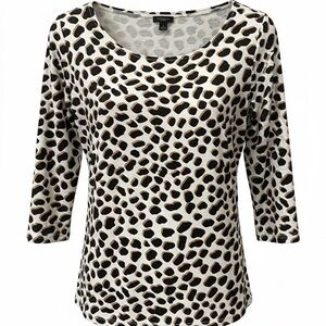 Animal Print Scoop Neck Top in Black and Cream, size small